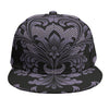 Black And Purple Damask Pattern Print Snapback Cap