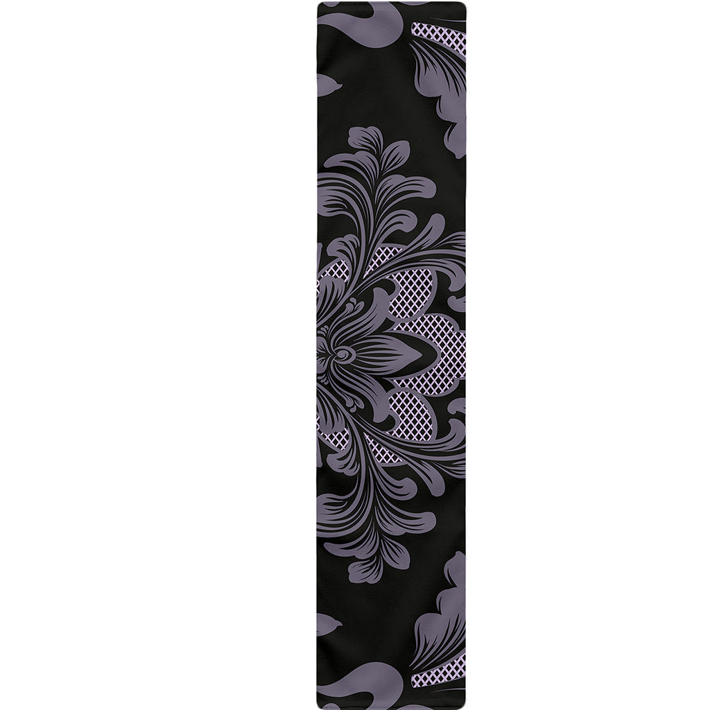 Black And Purple Damask Pattern Print Table Runner
