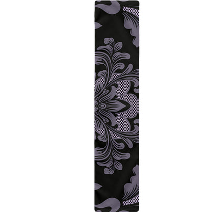 Black And Purple Damask Pattern Print Table Runner