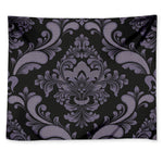 Black And Purple Damask Pattern Print Tapestry