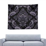 Black And Purple Damask Pattern Print Tapestry
