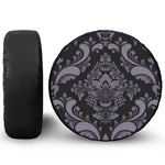 Black And Purple Damask Pattern Print Tire Cover