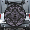 Black And Purple Damask Pattern Print Tire Cover With Camera Hole