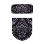Black And Purple Damask Pattern Print Toilet Lid And Tank Cover Set