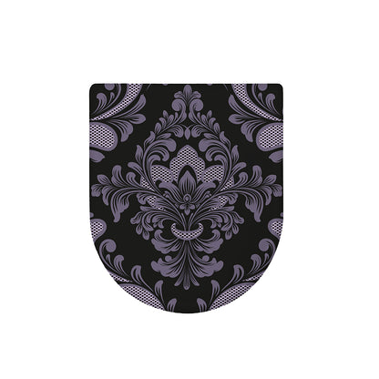Black And Purple Damask Pattern Print Toilet Lid Cover