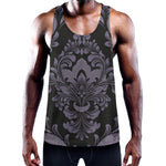 Black And Purple Damask Pattern Print Training Tank Top
