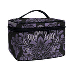 Black And Purple Damask Pattern Print Travel Makeup Bag