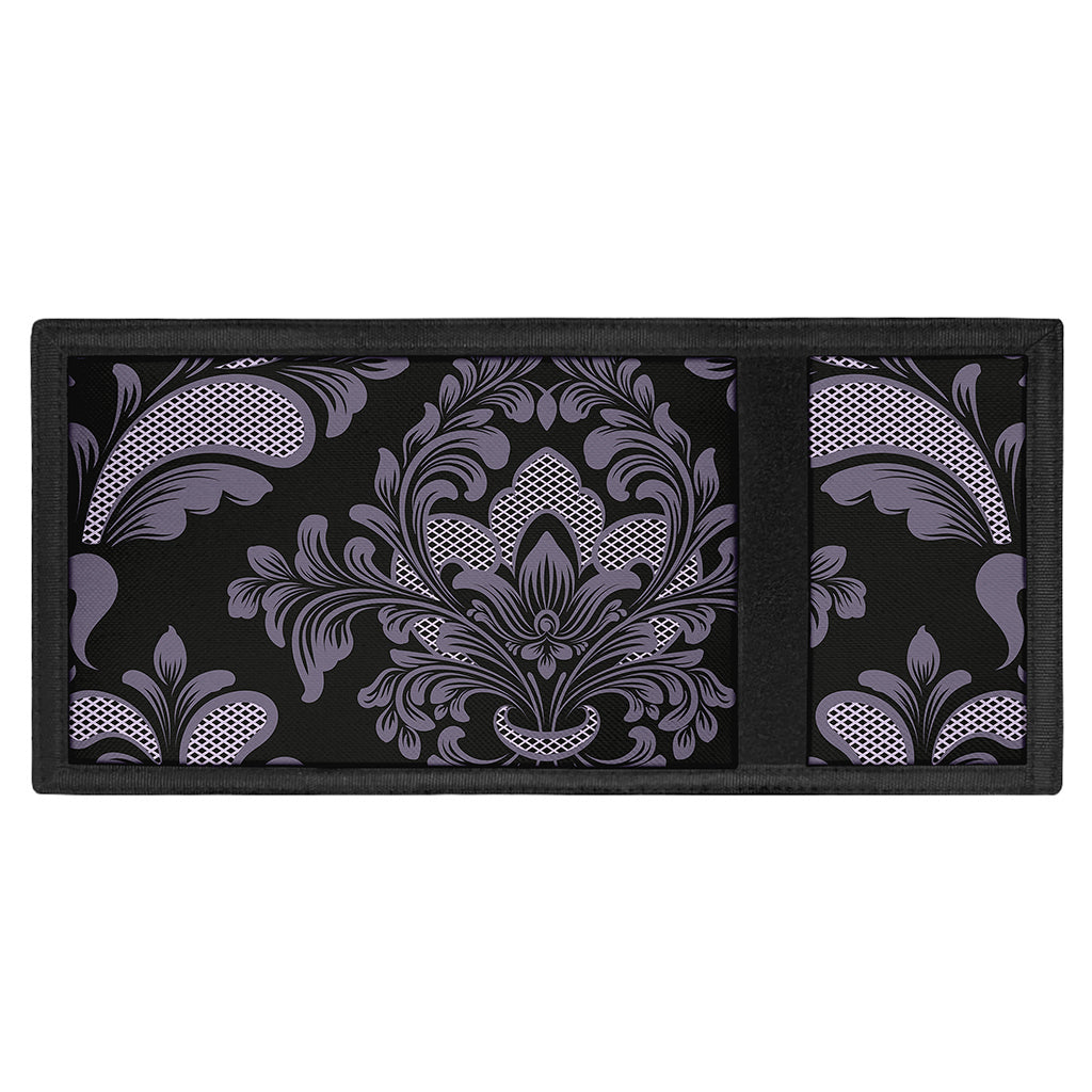 Black And Purple Damask Pattern Print Trifold Wallet