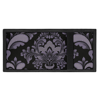 Black And Purple Damask Pattern Print Trifold Wallet