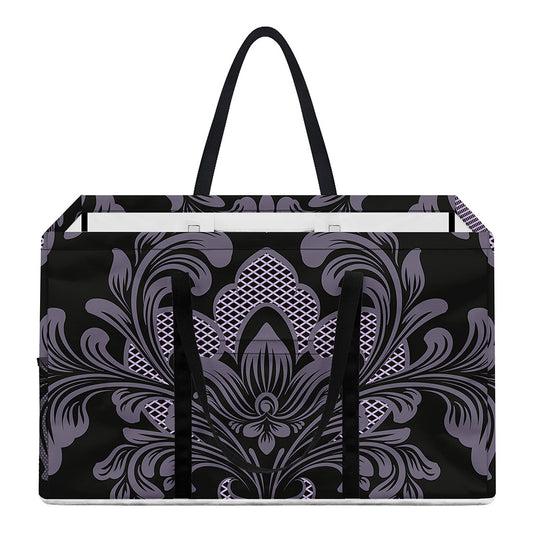 Black And Purple Damask Pattern Print Utility Tote Bag