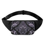 Black And Purple Damask Pattern Print Waist Bag