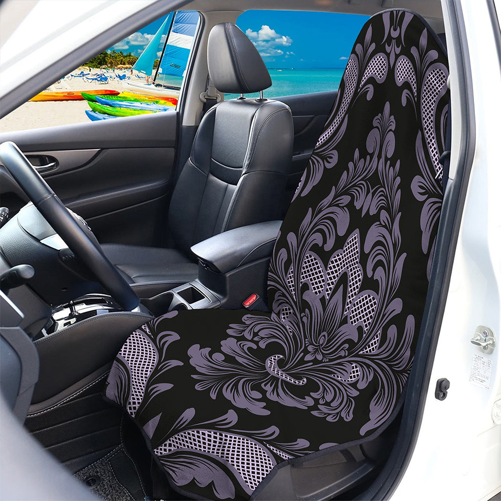 Black And Purple Damask Pattern Print Waterproof Car Seat Cover