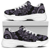 Black And Purple Damask Pattern Print White Chunky Shoes