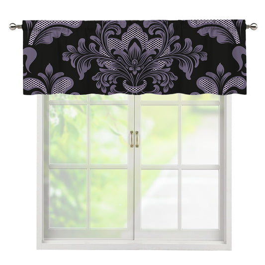 Black And Purple Damask Pattern Print Window Valance