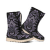 Black And Purple Damask Pattern Print Winter Boots