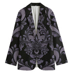 Black And Purple Damask Pattern Print Women's Blazer