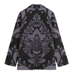 Black And Purple Damask Pattern Print Women's Blazer