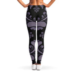 Black And Purple Damask Pattern Print Women's Leggings