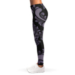Black And Purple Damask Pattern Print Women's Leggings