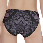 Black And Purple Damask Pattern Print Women's Panties