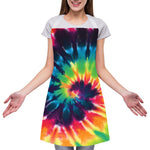 Black And Rainbow Tie Dye Print Adjustable Apron