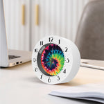 Black And Rainbow Tie Dye Print Alarm Clock
