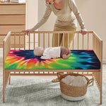 Black And Rainbow Tie Dye Print Baby Crib Sheet