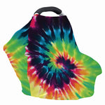 Black And Rainbow Tie Dye Print Baby Seat Cover