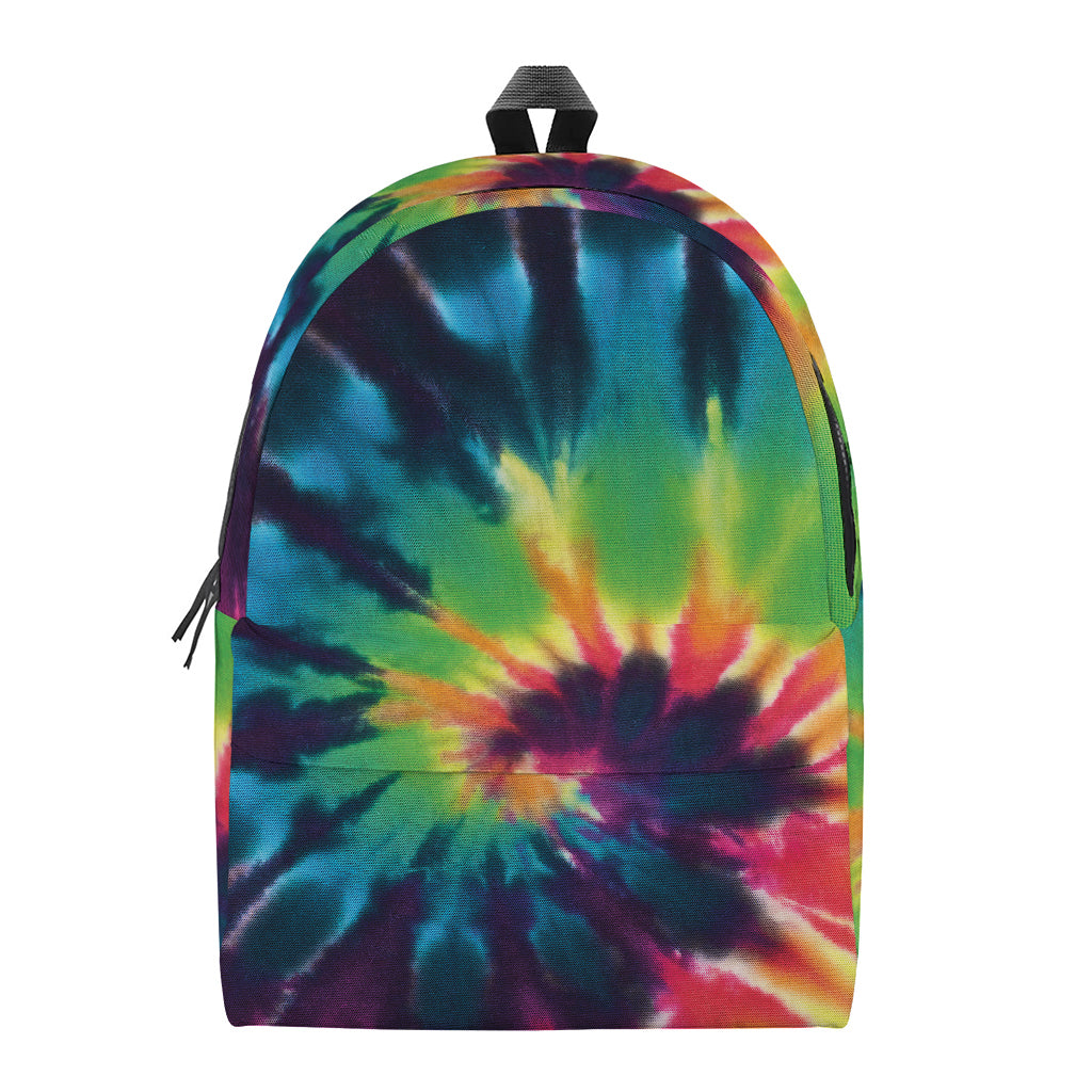 Black And Rainbow Tie Dye Print Backpack