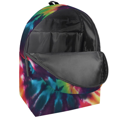 Black And Rainbow Tie Dye Print Backpack