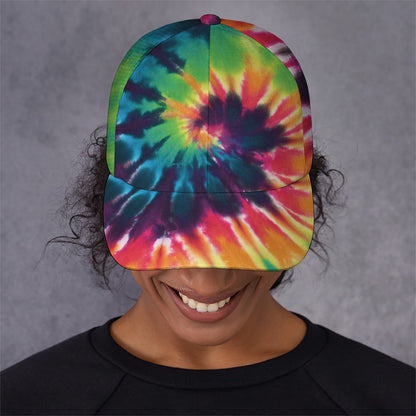 Black And Rainbow Tie Dye Print Baseball Cap