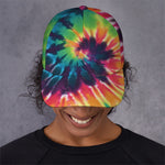 Black And Rainbow Tie Dye Print Baseball Cap