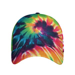 Black And Rainbow Tie Dye Print Baseball Cap
