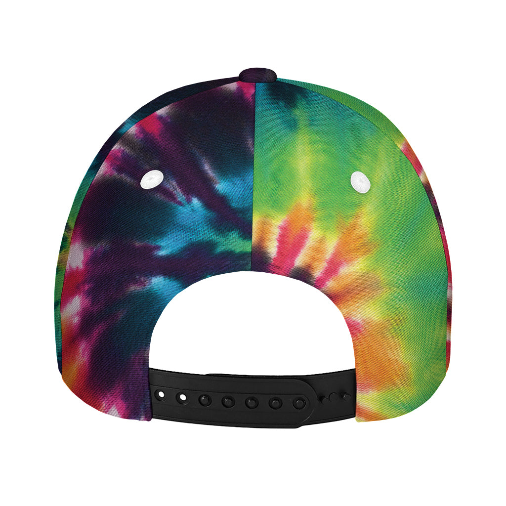 Black And Rainbow Tie Dye Print Baseball Cap