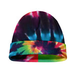 Black And Rainbow Tie Dye Print Beanie
