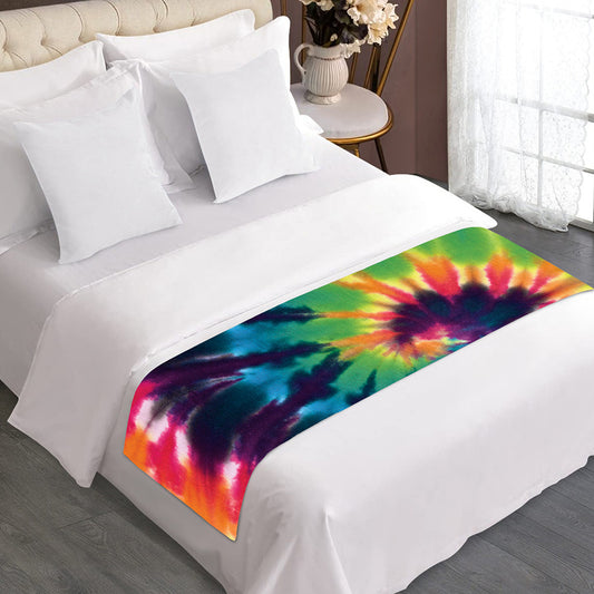 Black And Rainbow Tie Dye Print Bed Runner
