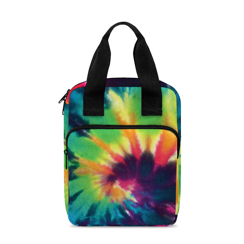 Black And Rainbow Tie Dye Print Bible Tote Bag