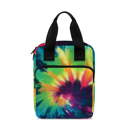 Black And Rainbow Tie Dye Print Bible Tote Bag