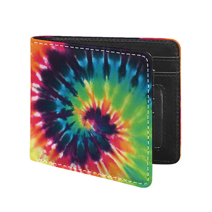 Black And Rainbow Tie Dye Print Bifold Wallet