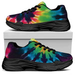 Black And Rainbow Tie Dye Print Black Chunky Shoes