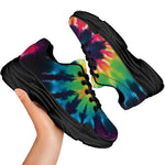 Black And Rainbow Tie Dye Print Black Chunky Shoes