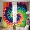 Black And Rainbow Tie Dye Print Blackout Pencil Pleat Curtains