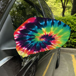 Black And Rainbow Tie Dye Print Car Side Mirror Covers