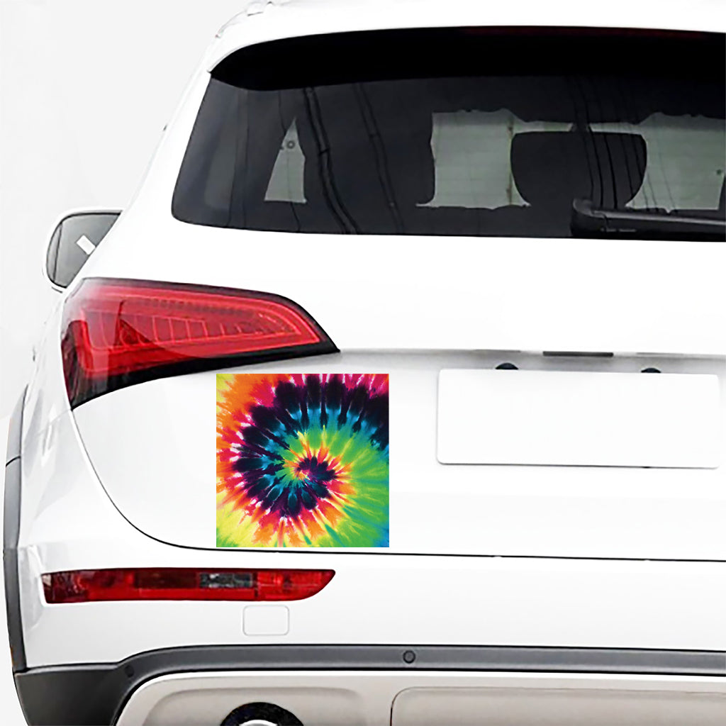 Black And Rainbow Tie Dye Print Car Sticker