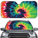 Black And Rainbow Tie Dye Print Car Windshield Sun Shade