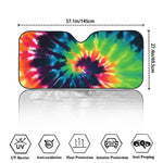Black And Rainbow Tie Dye Print Car Windshield Sun Shade