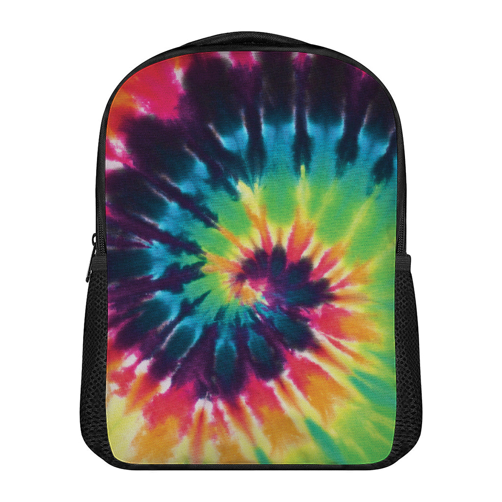 Black And Rainbow Tie Dye Print Casual Backpack