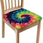 Black And Rainbow Tie Dye Print Chair Cushion Cover