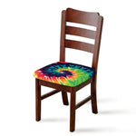 Black And Rainbow Tie Dye Print Chair Cushion Cover