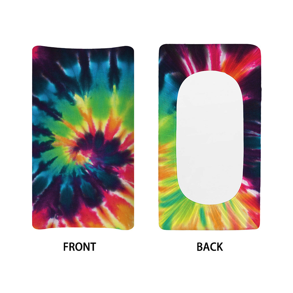 Black And Rainbow Tie Dye Print Changing Pad Cover